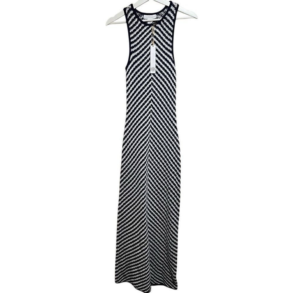 House of Harlow Revolve Chevron knit white/navy Maxi dress Sm
